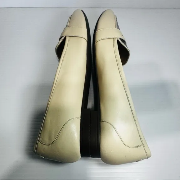 Vionic Savannah Cream Boa Metallic Leather Loafers Size 8 1/2