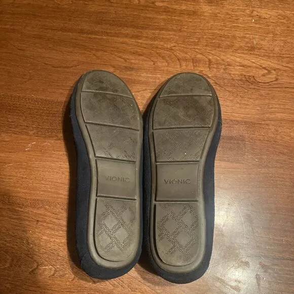 Vionic Women's Debbie Loafers Flats Shoes Size 9.5 Suede Slip On Orthotic Navy