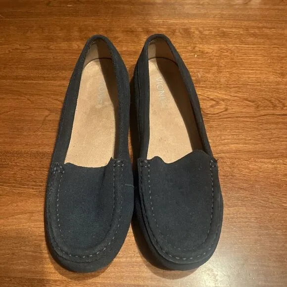 Vionic Women's Debbie Loafers Flats Shoes Size 9.5 Suede Slip On Orthotic Navy