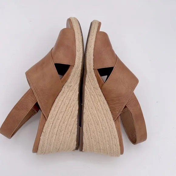 Vionic Women's Zamar slingback cognac leather Wedge espadrille open toe Sandals