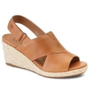 Vionic Women's Zamar slingback cognac leather Wedge espadrille open toe Sandals