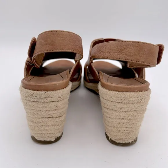 Vionic Women's Zamar slingback cognac leather Wedge espadrille open toe Sandals