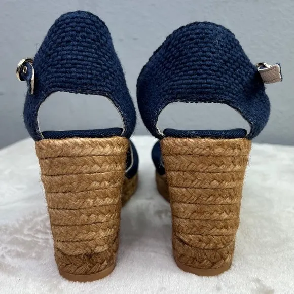 Viscata Aiguablava Canvas Espadrille Sandals 36 US 5.5 6 Navy Blue Buckle NWOT