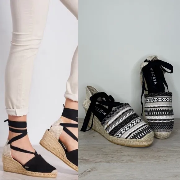 Viscata Barcelona Escala Espadrille Wedge Sandals Lace Up size 41
