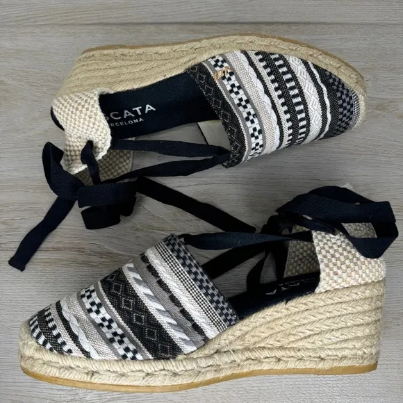 Viscata Barcelona Escala Espadrille Wedge Sandals Lace Up size 41