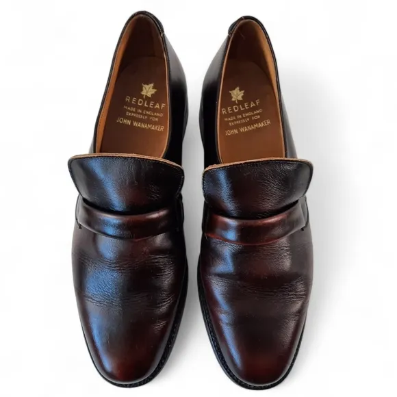 Vtg 70's REDLEAF JOHN WANAKER England Minimaist Loafer Cordovan Color Loafers 9