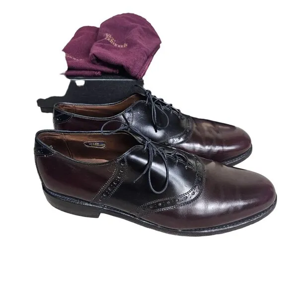 VTG 90s Allen Edmonds Leather Polo Dress Shoes Sz 11 Black Burgundy Quiet Luxury