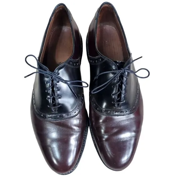 VTG 90s Allen Edmonds Leather Polo Dress Shoes Sz 11 Black Burgundy Quiet Luxury