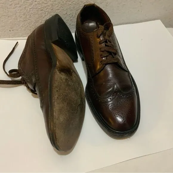 VTG Freeman Free-Flex Oxford Wingtips Dark Brown Leather Dress Shoes 9 C