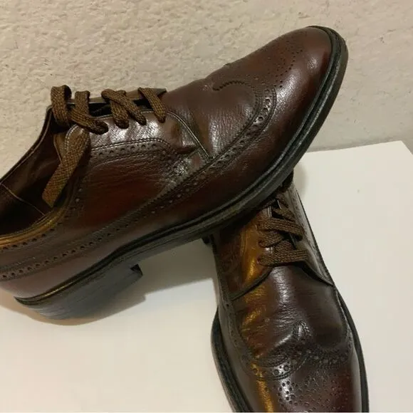 VTG Freeman Free-Flex Oxford Wingtips Dark Brown Leather Dress Shoes 9 C