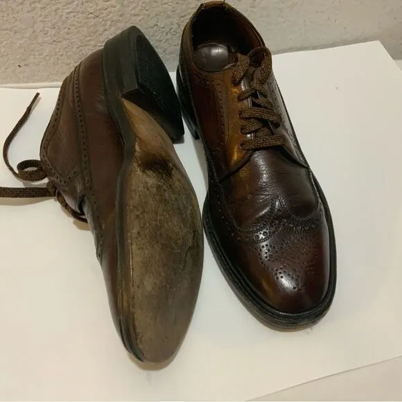 VTG Freeman Free-Flex Oxford Wingtips Dark Brown Leather Dress Shoes 9 C