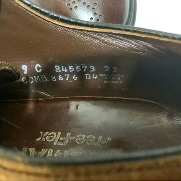 VTG Freeman Free-Flex Oxford Wingtips Dark Brown Leather Dress Shoes 9 C