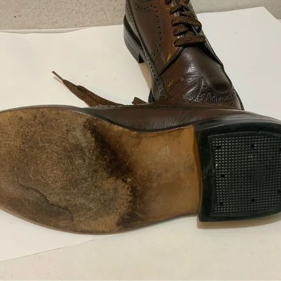 VTG Freeman Free-Flex Oxford Wingtips Dark Brown Leather Dress Shoes 9 C