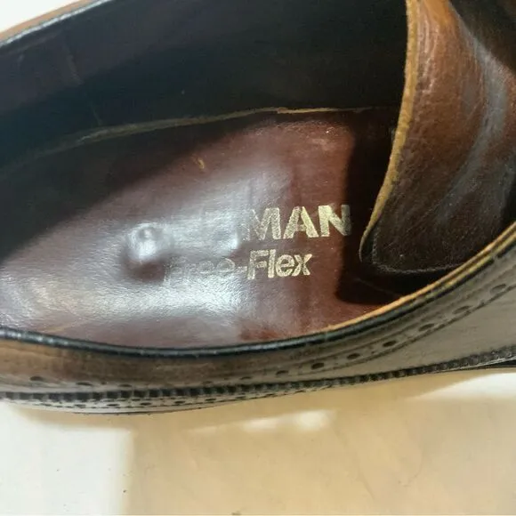 VTG Freeman Free-Flex Oxford Wingtips Dark Brown Leather Dress Shoes 9 C