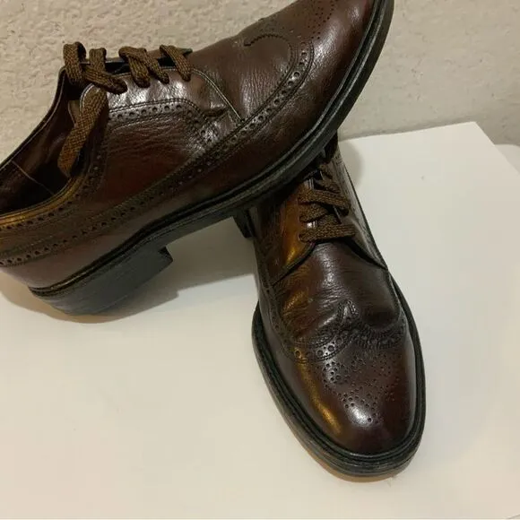VTG Freeman Free-Flex Oxford Wingtips Dark Brown Leather Dress Shoes 9 C