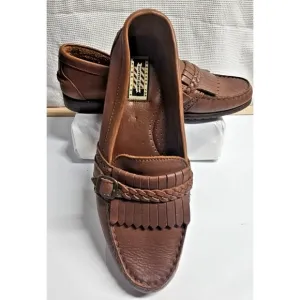 VTG Hunting Horn  J.Riggings Tassel brown Loafers Men's Sz 9.5/10  leather