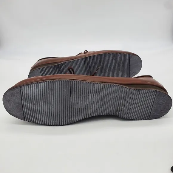 Vtg Johnston &amp; Murphy Shoes Mens 15 After Hours Brown Leather Moc Toe Vibram