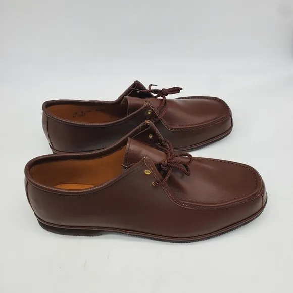 Vtg Johnston &amp; Murphy Shoes Mens 15 After Hours Brown Leather Moc Toe Vibram