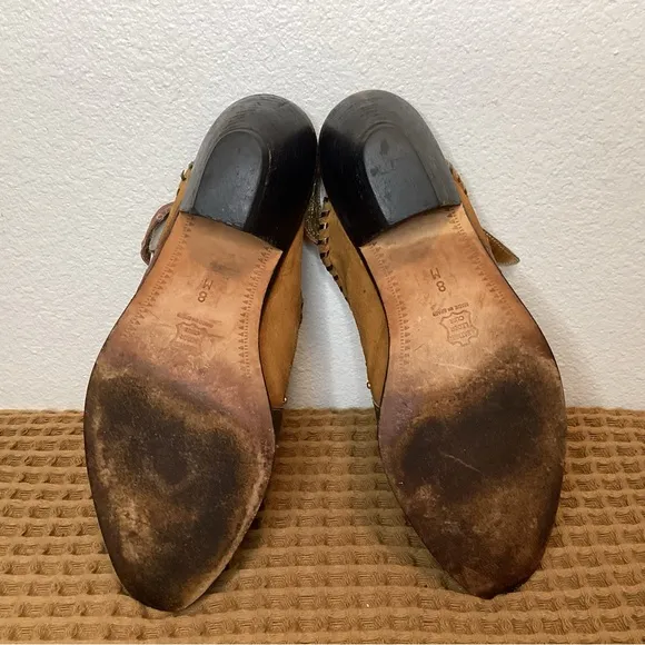 VTG Zalo Pointed Toe Buckle Mule Wmns Sz 8 M Indian Chief Brown Suede Heel Shoes