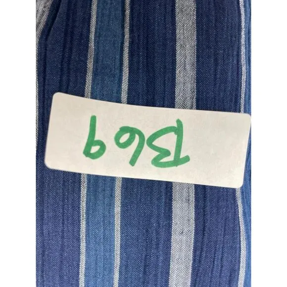 W by Worth Indigo Blue striped long maxi dress pockets skirt Size 6 100% cotton