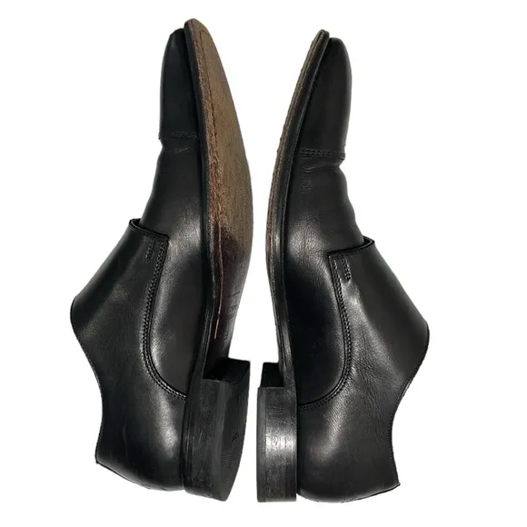 Wall   Walter Size 9.5‎ black leather monk strap slip on loafers dress shoes.