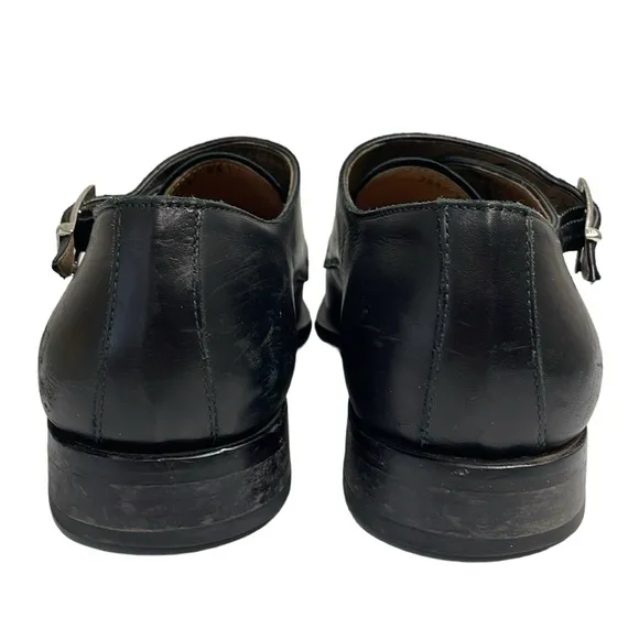 Wall   Walter Size 9.5‎ black leather monk strap slip on loafers dress shoes.