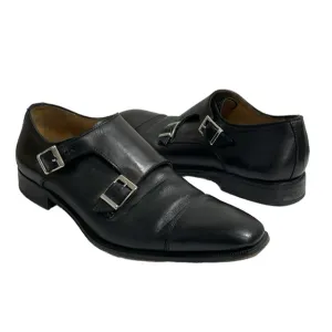Wall   Walter Size 9.5‎ black leather monk strap slip on loafers dress shoes.