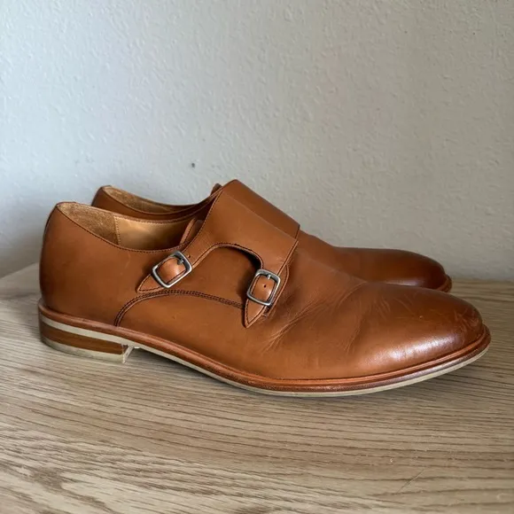 Warfield &amp; Grand James British Tan Double‎ Monk Mens Dress Shoes Size 11.5 80919