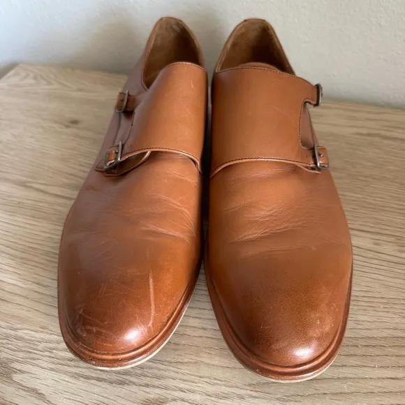 Warfield &amp; Grand James British Tan Double‎ Monk Mens Dress Shoes Size 11.5 80919