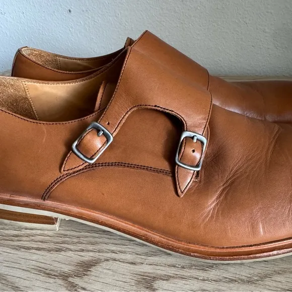 Warfield &amp; Grand James British Tan Double‎ Monk Mens Dress Shoes Size 11.5 80919