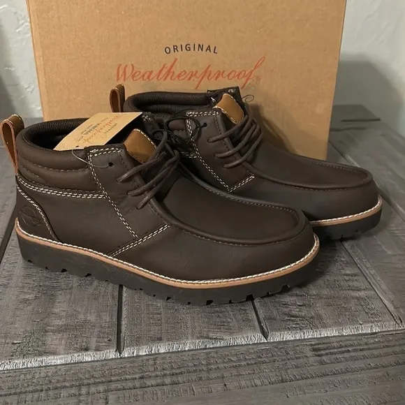 WEATHERPROOF VINTAGE Mens Brown Pull Tab Padded Chester Platform Chukka Boots 8M