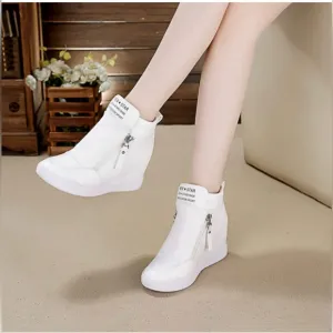 Wedge Platform Ankle Boots For Womens Slip On Anti-skid Fur Lined Plush Inner