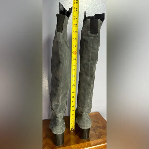 WHBM over the knee gray suede heeled boots 7.5
