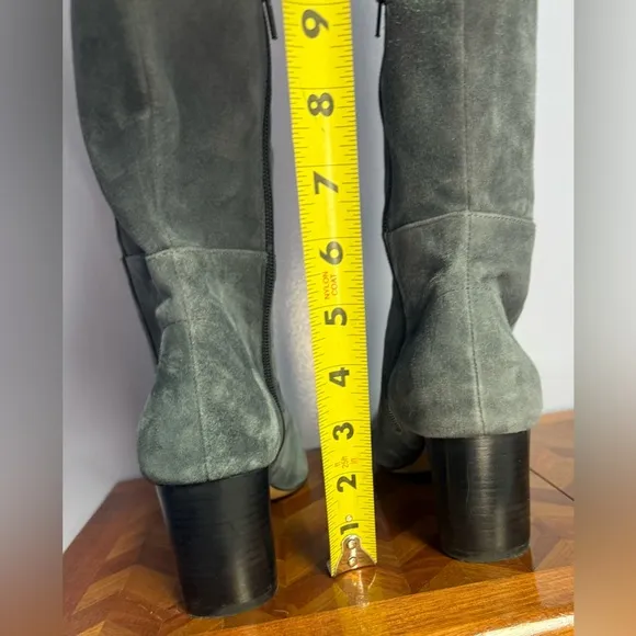 WHBM over the knee gray suede heeled boots 7.5