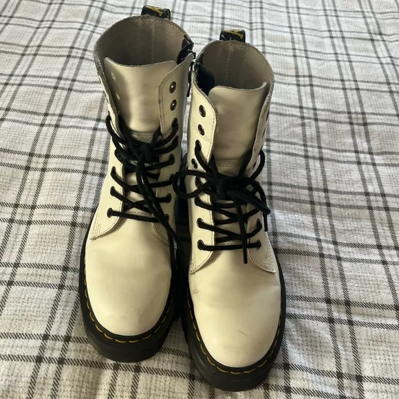 White doc martens Jaden platform boots