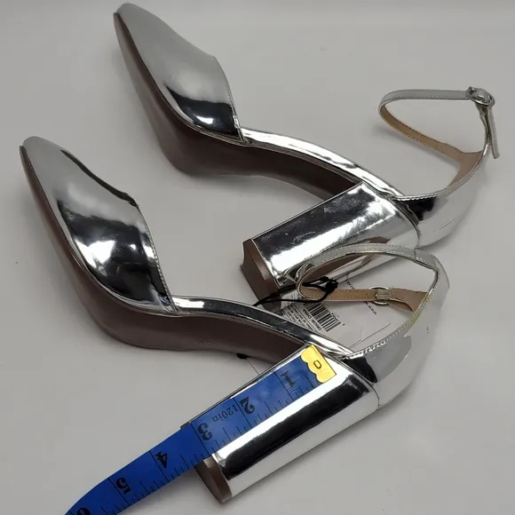 Who What Wear Mirrored Silver Ankle Strap Mary Jane Heel Shoes Size 9.5