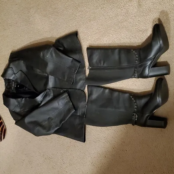 Wide calf high heel boots, size 10W