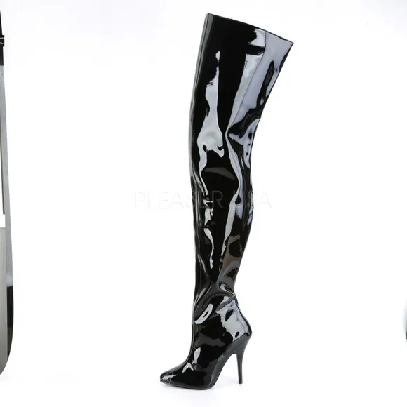 Wide Top Drag Thigh High Heel Boots