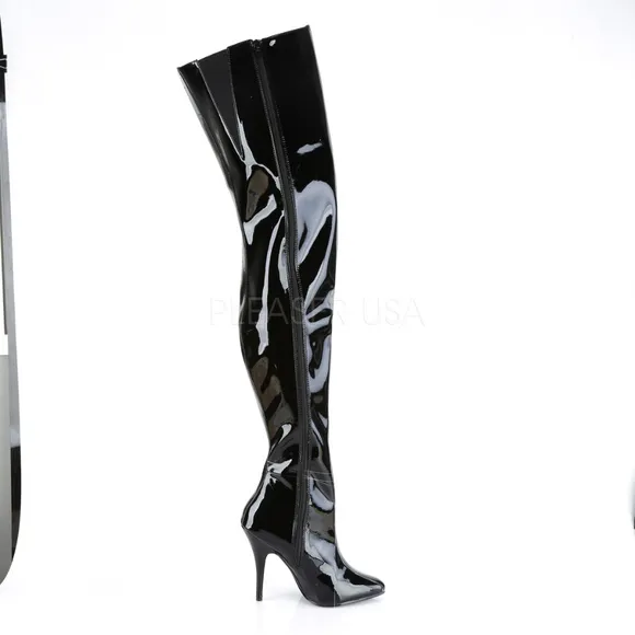 Wide Top Drag Thigh High Heel Boots