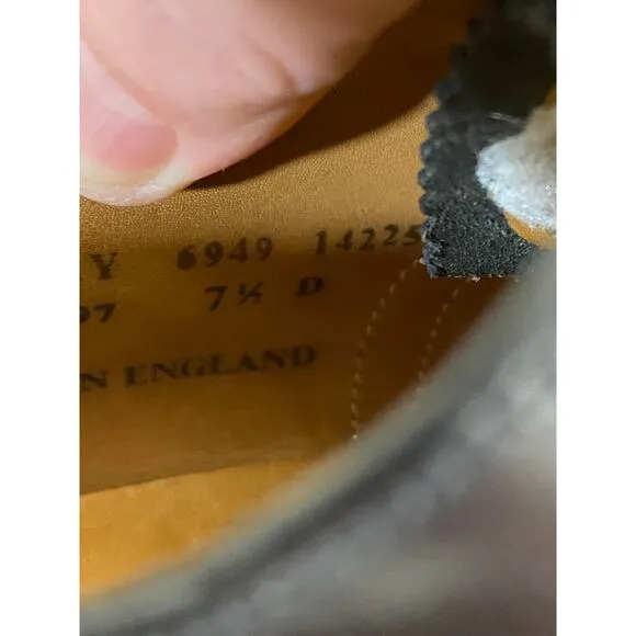 William Chatsworth Black Wing Tip Vintage Dress Shoes Made England 7.5 D READ