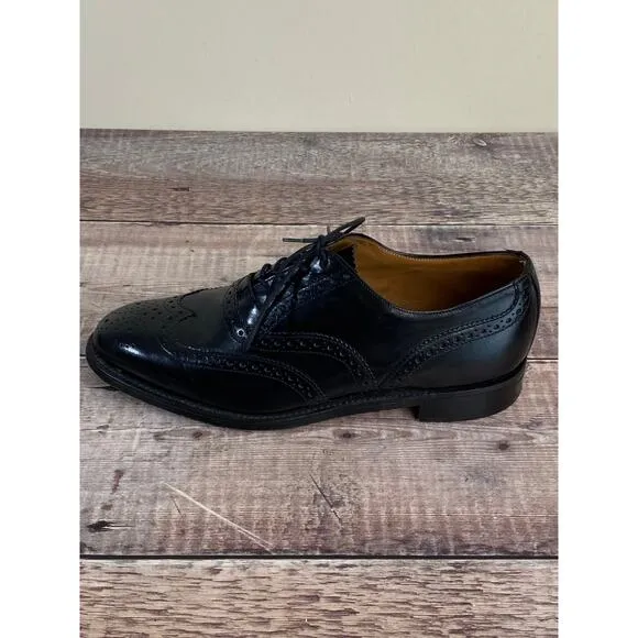 William Chatsworth Black Wing Tip Vintage Dress Shoes Made England 7.5 D READ