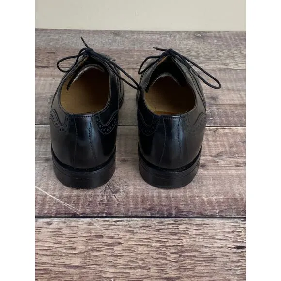 William Chatsworth Black Wing Tip Vintage Dress Shoes Made England 7.5 D READ