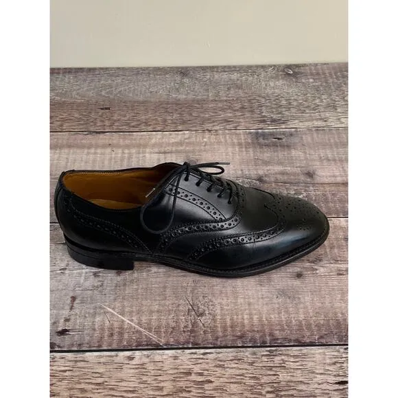 William Chatsworth Black Wing Tip Vintage Dress Shoes Made England 7.5 D READ