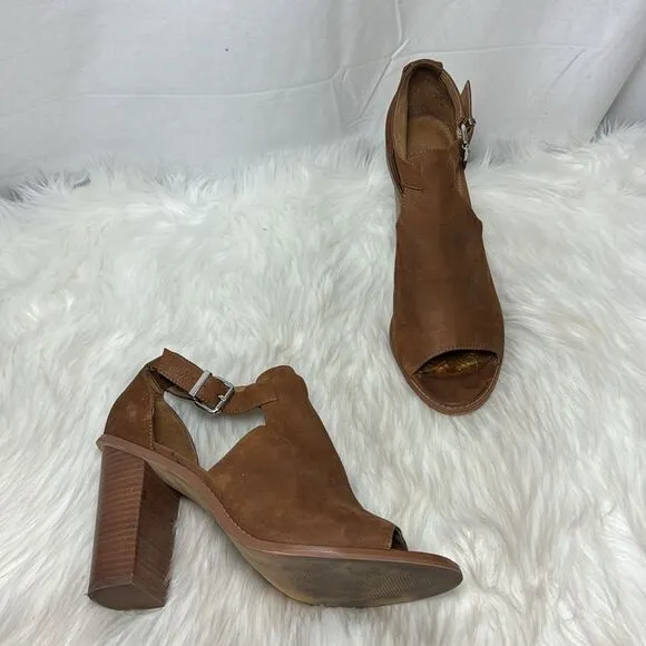 Wittner Brown Suede T-Strap Stack Heel Peep Toe Shoes Sz 42/US 10.5