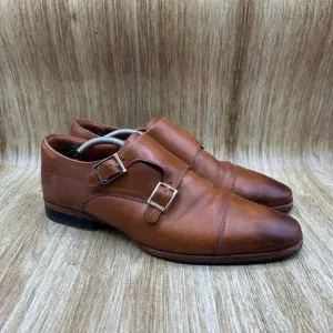 Wolf‎ and Shepherd Double Monk Strap Men's Size 8.5 Brown Leather Dress Shoes