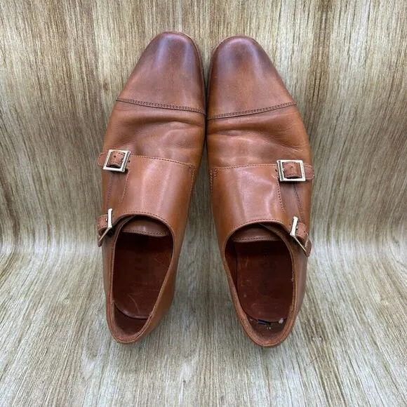 Wolf‎ and Shepherd Double Monk Strap Men's Size 8.5 Brown Leather Dress Shoes