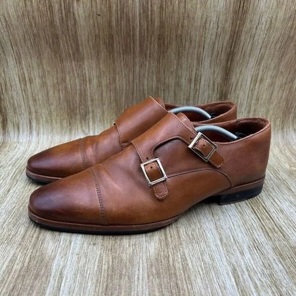 Wolf‎ and Shepherd Double Monk Strap Men's Size 8.5 Brown Leather Dress Shoes