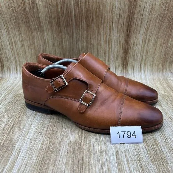 Wolf‎ and Shepherd Double Monk Strap Men's Size 8.5 Brown Leather Dress Shoes