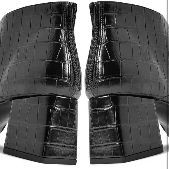 Women Chunky Heel Open Toe Booties Side Cut-Out Ankle Boots Square Peep Toe 2”
