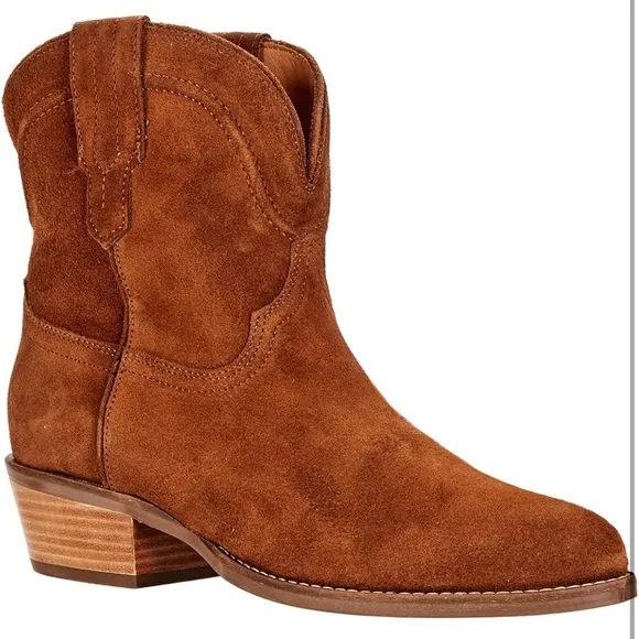 Women Cowboy Western Ankle Boots Pointed toe Low Stacked Heel Cowgirl Booties